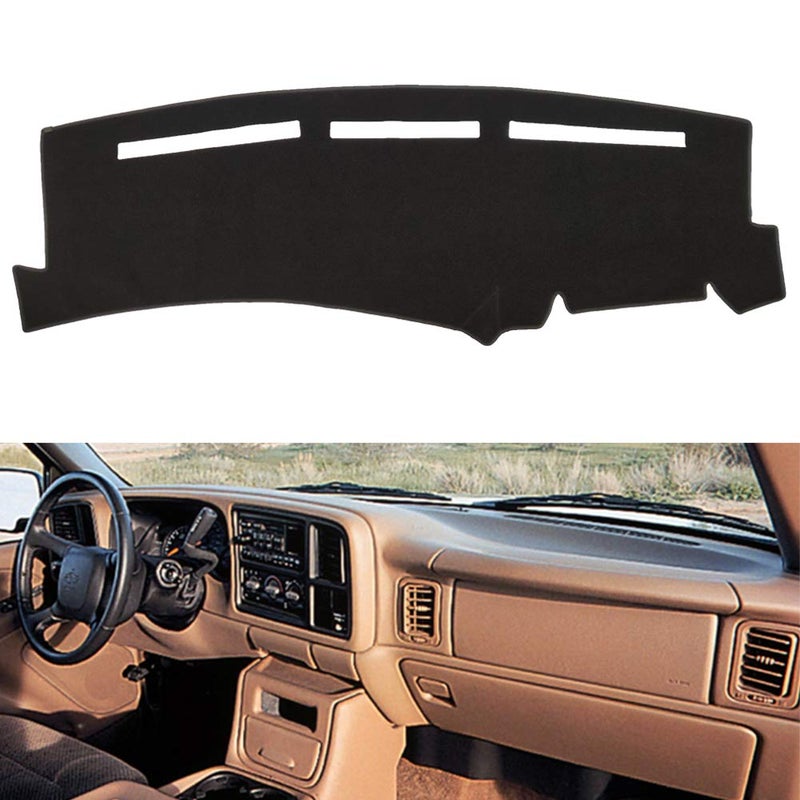 HanLanKa Dashboard Cover for Chevrolet Silverado 1500 2500 3500 1999-2006 Avalanche Chevy Tahoe Suburban GMC Sierra Yukon Dash Cover Mat(Premium Carpet, Black) - Image 1